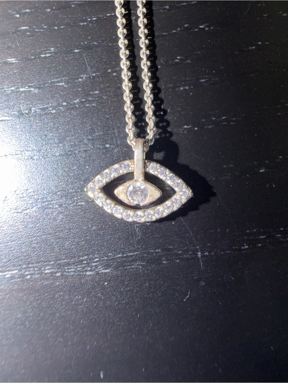 Pandora Gold Eye Charm Necklace with Clear Stone